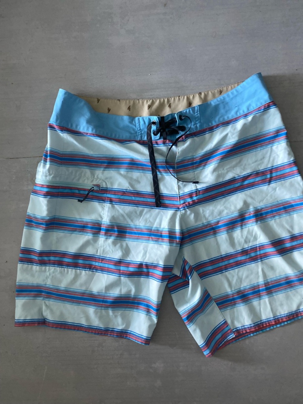 Patagonia Men's Light Blue Striped Swim Trunks